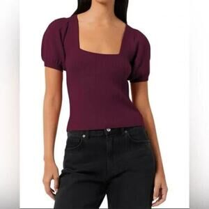 French Connection NWT Women's Jaida Square Neck Puff Sleeve Pullover Sweater L